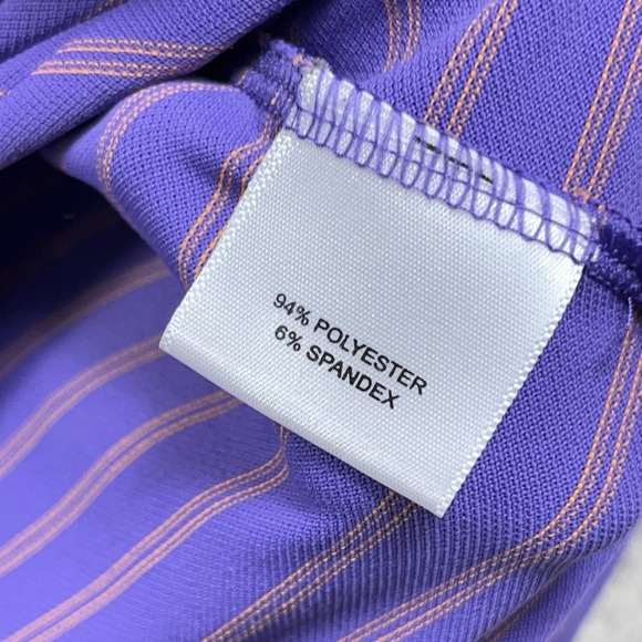 Peter Millar Polo Shirt Men XL Purple Striped Summer Comfort Crown Performance - Picture 6 of 10